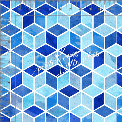 Tissu en ligne Québec, Canada Petites Louves PRECO Cubes bleu