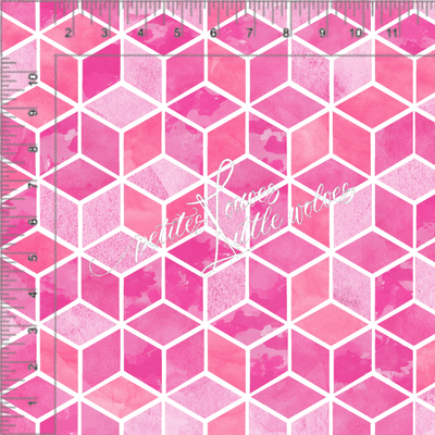 Tissu en ligne Québec, Canada Petites Louves PRECO Cubes rose